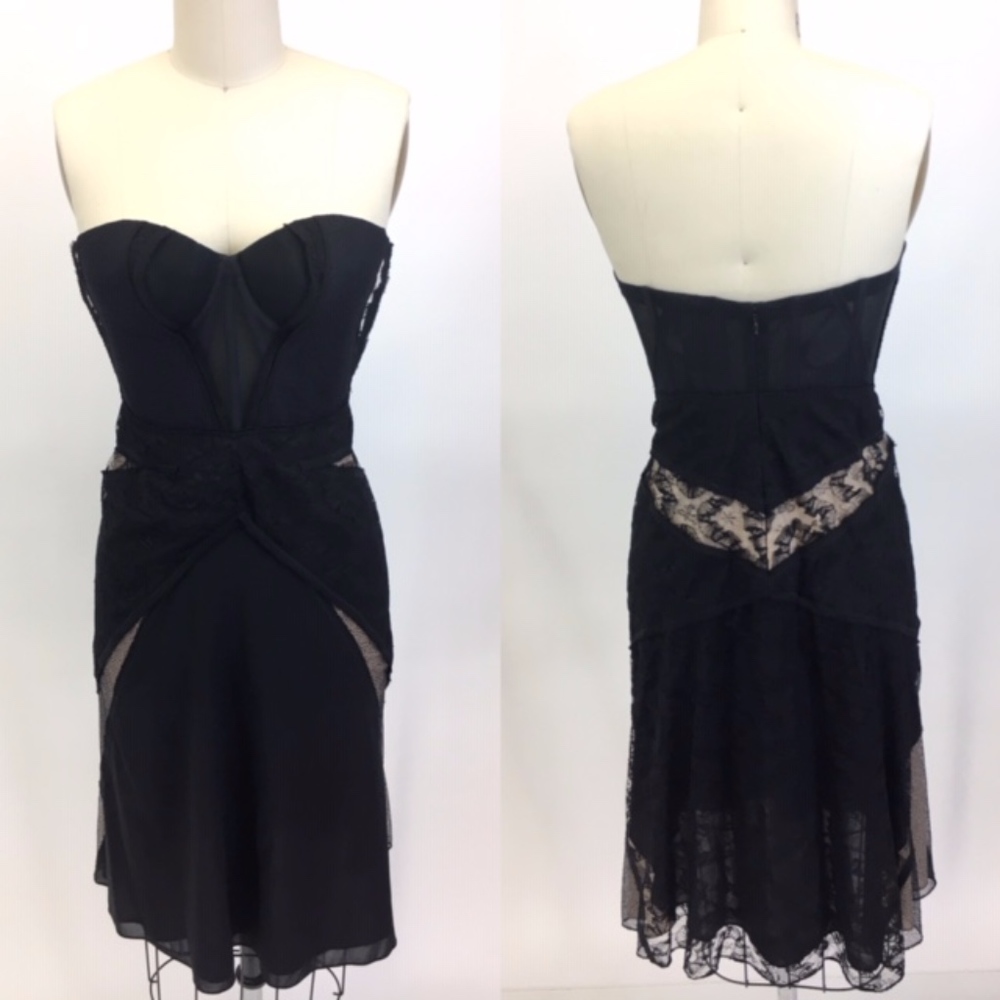 NWT Zac Posen Strapless Black Lace Corset Dress